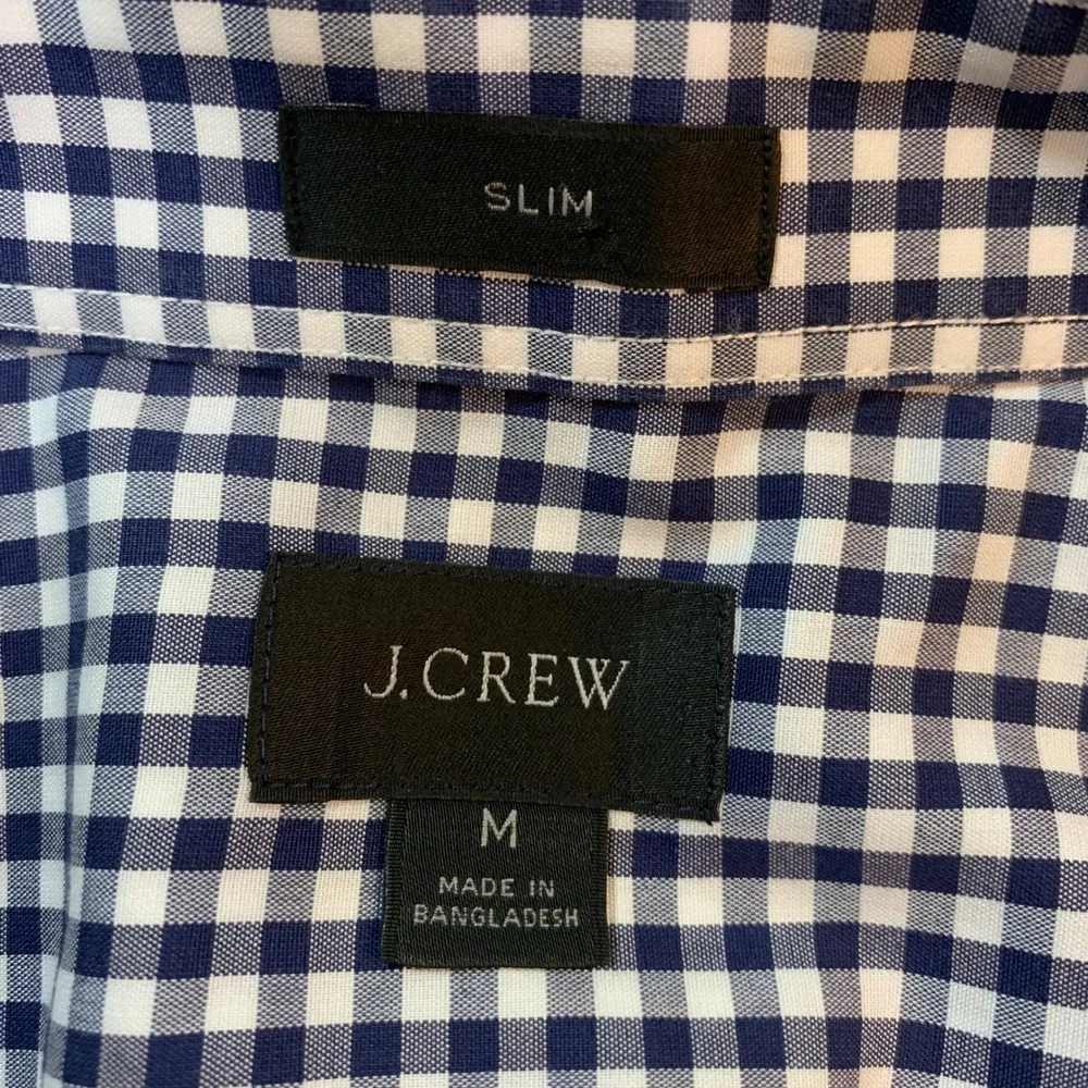 J. Crew Slim Fit Button Down Shirt Mens‎ Medium Gingham Check Long Sleeve Preppy